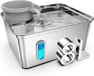 Dog Water Fountain Stainless Steel, 270oz/2.1Gallon, Pet Large, Silver  - Picture 1 of 7