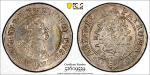 HUNGARY Leopold I Silver 1668 KB 6 Krajczar 	Kremnica PCGS UNC Detail KM# 164(9) - Picture 1 of 6