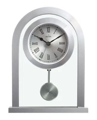 Acctim Silver Finish Quartz Battery Mantle Clock with Pendulum 36757 - Marked - Image 1 of 4