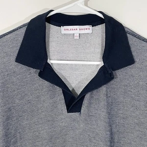 Camisa Polo Orlebar Marrón Roland Tejido Elástico Para Hombre Talla Grande Azul Marino Blanco - Imagen 1 de 6