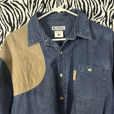 COLUMBIA SPORTSWEAR Camisa Denim Mediana Manga Larga Botón Tiro Aire Libre Caza Foto 1 de 4