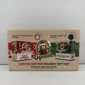 Juego de regalo navideño Dr. Squatch jabones de alquitrán de menta escarchada y pino nevado nuevo  - Imagen 1 de 2