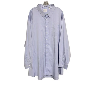 Enro Dress Shirt Mens 22 Non Iron Button Down Cotton Pocket Blue - Picture 1 of 8