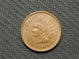 OLD COIN SALE! AU 1904 INDIAN HEAD CENT PENNY w/ DIAMONDS & FULL LIBERTY #347us - Picture 1 of 2