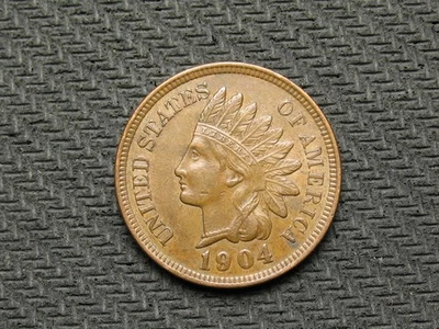 OLD COIN SALE! AU 1904 INDIAN HEAD CENT PENNY w/ DIAMONDS & FULL LIBERTY #347us - Image 1 of 2