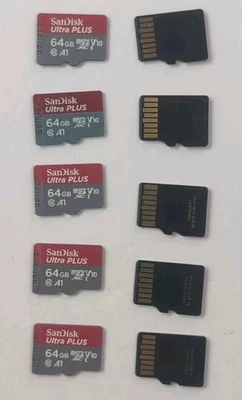 5 ea SanDisk Ultra Plus 64GB Micro SD Card Class 10 V10 150MB  micro SDXC UHS-I - Image 1 of 4