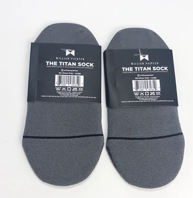 William Painter The Titan Running Sock No-Show Grey Large 2 Pair - Image 1 of 2