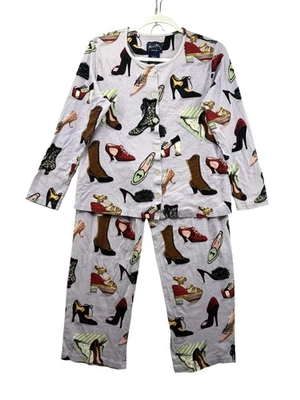 Nick & Nora Juego de 2 Piezas Pijama Zapato Antiguo Mediano Púrpura Algodón Ropa de Dormir Foto 1 de 4