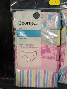 Brand New Packs Of 5 Pairs Of George Girls Briefs Underwear. Size 14 - Picture 1 of 2