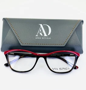 VIA SPIGA STELLA 910 Pink Brown Womens Semi Cat Eye Eyeglasses 52-17-135 B:37 - Picture 1 of 13