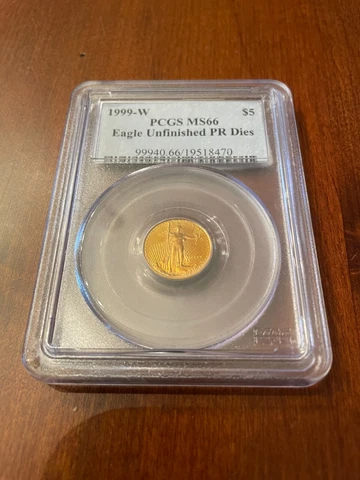 1999-W $5 American Eagle Unfinished PR Dies PCGS-MS66 Cover