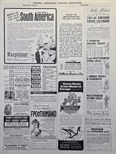 Urlaubszeitschrift Kleinanzeigen Touren Kreuzfahrten Reiseleistungen Vintage Printanzeige 1965 - Bild 1 von 4