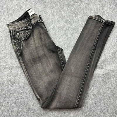Jeans skinny feminino têxtil Elizabeth e James Debbie tamanho 26 lavado preto denim - Imagem 1 de 4