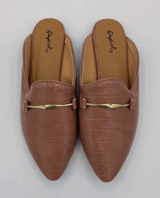 Qupid Mules Rosa Estampado Caimán Hebilla Punta Mujer’s Sin Cordones Talla 7 Foto 1 de 4