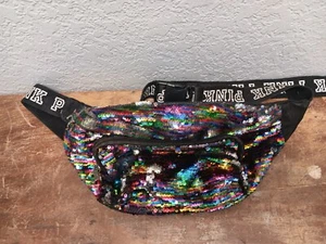 Pink Victoria's Secret Pailletten Bauchtasche Gürteltasche Mehrfarbig Verstellbarer Gürtel - Bild 1 von 8