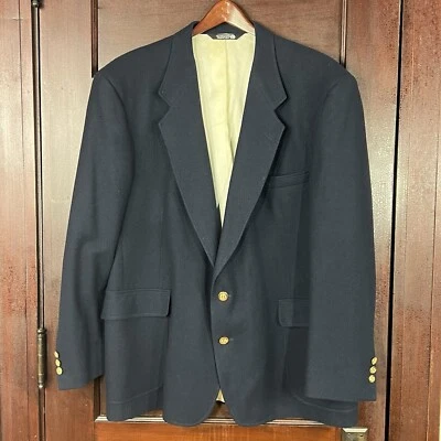 John Alexander Pure Wool Men's 48R Sport Coat Blue Classic Gold Buttons VTG USA - Image 1 of 4
