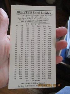 TARJETA DE MADERA USADA DORSTE DE COLECCIÓN DE PRINCIPIOS DE 1960 ~ LISTA DE PRECIOS ~ E. ST. LOUIS ILL. - Imagen 1 de 1