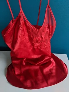 Vintage AMELIA'S Liquid Satin RED Gown Slip Dress Petite S/M VTG Polyester Shiny - Picture 1 of 6