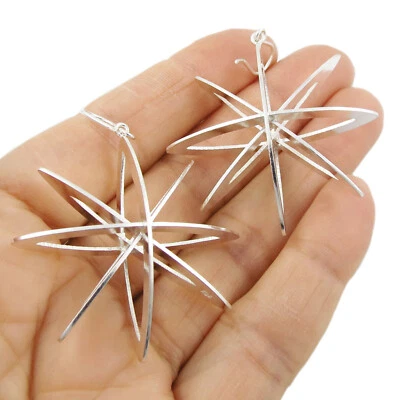 925 Sterling Silver Star Earrings Large Celestial Statement Drop Earrings - Image 1 of 4