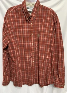Columbia Mens Shirt XXL Rust Plaid Long Sleeves Cotton - Picture 1 of 9