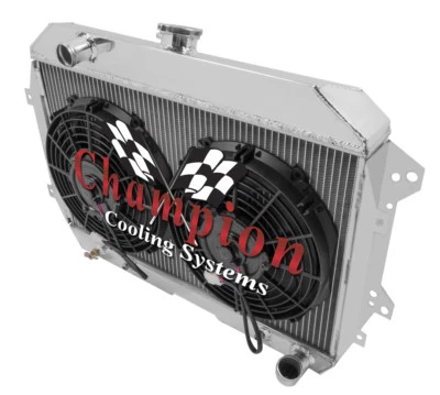Radiador 2 filas 1" RS Champion con 2 ventiladores de 12" para Datsun 240Z L6 Eng 1970-1973 Foto 1 de 4
