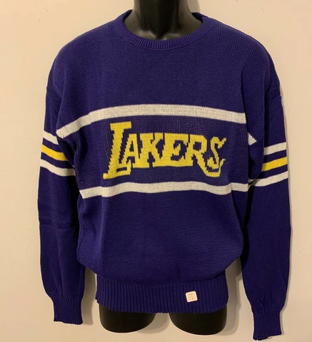 Vintage 80s LOS ANGELES LAKERS CLIFF ENGLE Sweater NWT Acrylic NEW Old Stock LGE Cover