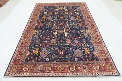 6 x 9 ft Navy Blue Bidjar Afghan Hand Knotted Wool Transitional Area Rug - Image 1 of 4