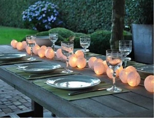 Led Light String White Ball Runner Wedding Balcony Party 50 Balls Battery Power - Picture 1 of 5