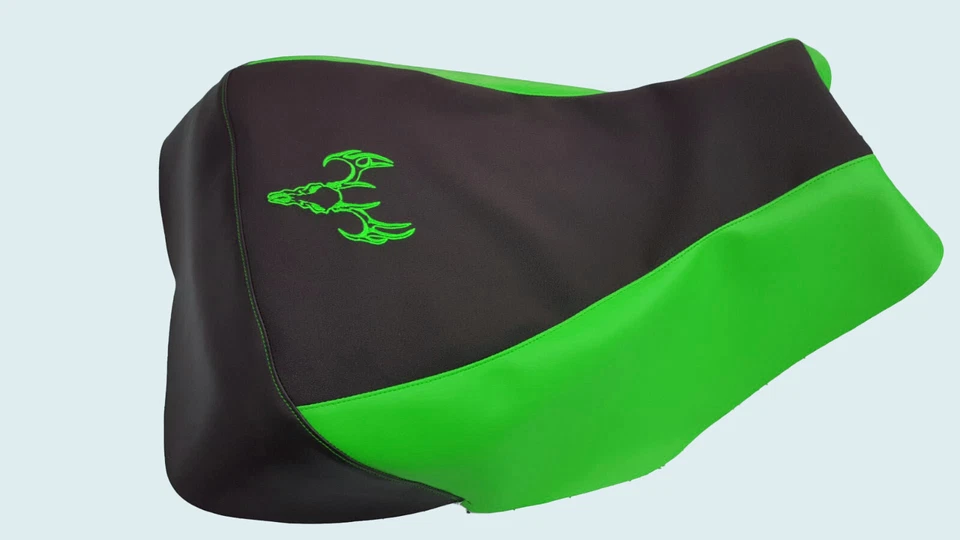 Honda 250 RECON ATV SEAT COVER 1998-2004 DEER SKULL BLACK/LIME GREEN - Image 1 of 1