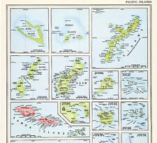 1956 Pacific Islands Map Fiji Guam Samoa Okinawa Iwo Bikini Palau Tinian