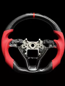 Real Carbon fiber steering wheel Honda Accord 10th 2018 ~ 2022 Red Leather - Picture 1 of 3