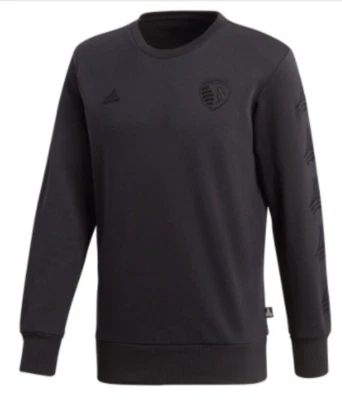 NEW Adidas Sporting Kansas City KC MLS Black on Black Sweatshirt Adult Small - Image 1 of 4