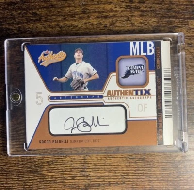 2004 Tampa Bay Fleer Skybox Authentix /25 AA-RB Rocco Baldelli Autograph - Image 1 of 2