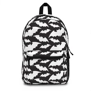 Black Bat Pattern Travel Backpack, Gothic Halloween Laptop School Books Bag - Picture 1 of 6