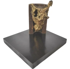 Dina Recanati (b. 1928 Egypt) Brutalist Sculpture Bronze and Wood, 1974 - Picture 1 of 11