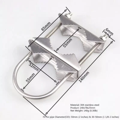 Double Antenna Heavy Duty Mounting Bracket Kit 2 Sets of Mast Clamps 304 Steel - Image 1 of 3