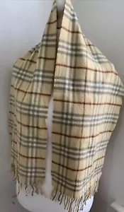 Vintage Burberry Camel Nove Check 100% Cashmere Scarf - Picture 1 of 10