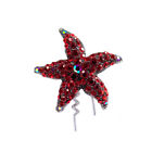 Hand Made Hair Jewelry swarovski crystal Starfish Bun Stick, Red Rhinestone