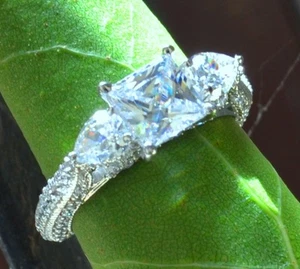 Anillo de Compromiso MOISSANITA Oro Blanco Sólido 14k Corte Princesa 2,75 quilates - Imagen 1 de 10