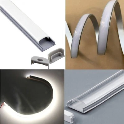 2 Mt. PROFILO ALLUMINIO FLESSIBILE CURVABILE PER STRISCIA STRIP LED + cover 2M. - Immagine 1 di 4
