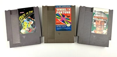 Lote de 3 juegos NES Nintendo: Skate or Die, Wheel of Fortune, Elway's Quarterback Foto 1 de 4