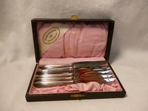 Art Deco elegante zierliche Obstmesser versilbert 90er Silber Originalschatulle - Picture 1 of 5