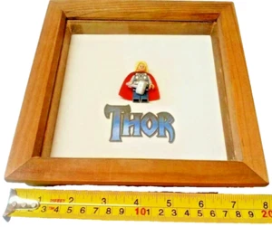 LEGO Man Thor Super Heroes Framed Figure Wooden Plaque Wall - Picture 1 of 5