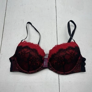 Adore Me Black & Red Emanuelly Lace Push Up Balconette Bra Women's Size 36C - Picture 1 of 6