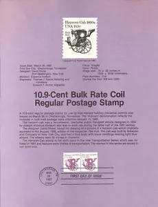 #8209 10.9c Hansom Cab Stamp - Scott #1904 USPS Souvenir Page - Picture 1 of 1