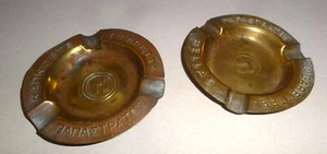 RARE! PAPASTRATOS CIGARETTES HELLAS 2 OLD GREEK METAL ASTRAYS GREECE 1960's - Picture 1 of 7