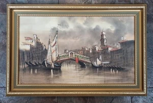 Framed Watercolour Textured Print - Cityscape Old Hong Kong Scene by Thomas Lo - Picture 1 of 3