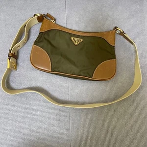 Prada shoulder bag in khaki nylon leather - Picture 1 of 18