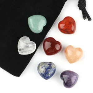 7 Natürlicher Herz Kristall Yoga Polierter Energiestein Chakra Reiki Heilung set - Bild 1 von 15