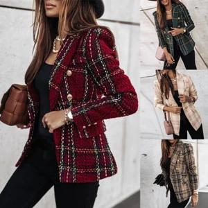 Women Casual OL Outwear Slim Blazer Suit Jacket Coats Formal Solid Cardigan Top# - Picture 1 of 17